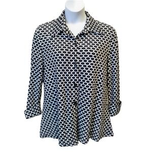 IC Connie K Black White‎ Texture OP-ART Swing L/S Jacket Lux Size Large
